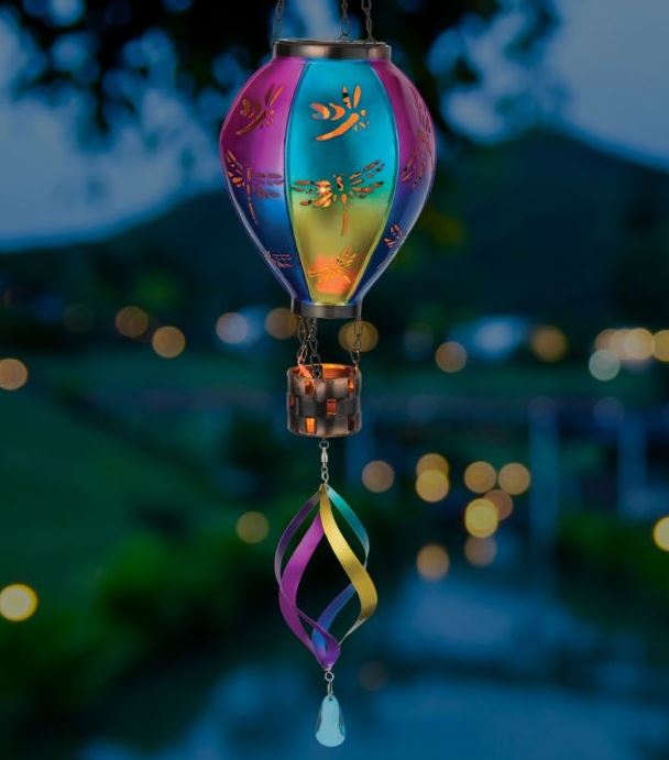 Hot Air Balloon Spinner Solar Lantern - Dragonfly