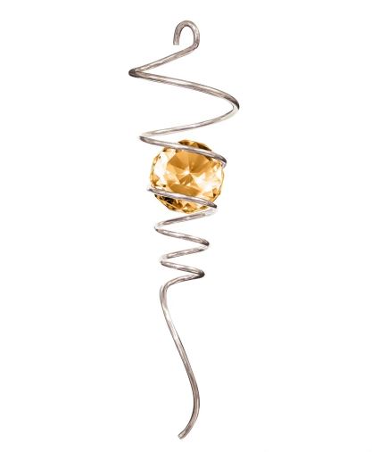 Crystal Spiral Tails - Silver/Amber - 10