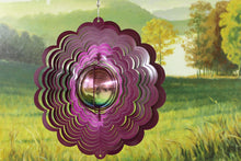 Load image into Gallery viewer, 12&quot; Gazing Ball Wind Spinner - Raspberry Starlight 
