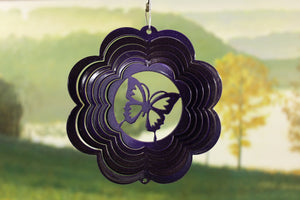 4" Butterfly Wind Spinner - Purple Starlight Scalloped