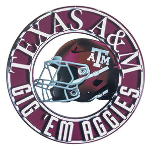 Texas A&M Helmet Cutout Metal Sign
