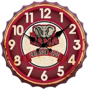Alabama Bottle Cap Clock 13"
