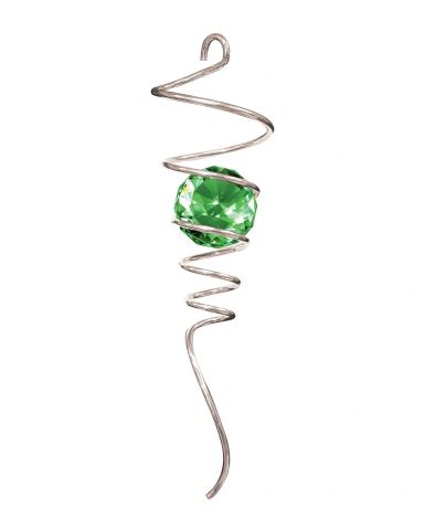 Crystal Spiral Tails - Silver/Green - 10