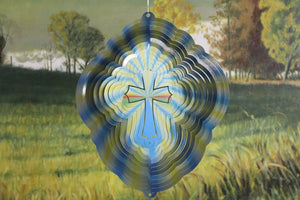 12" Cross Wind Spinner - BlueGold Printed