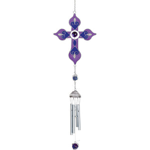 Carson 34.5" Wire Works Purple Cross Inspirational Chime