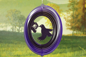 8" Half Pint Hummingbird Wind Spinner - Purple Starlight