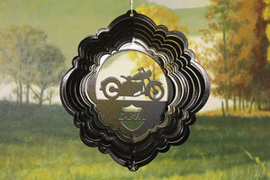 8" Half Pint Motorcycle Wind Spinner - Black Starlight
