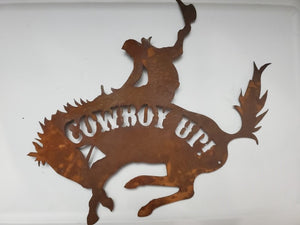 Cowboy Up - Rustic Metal Sign