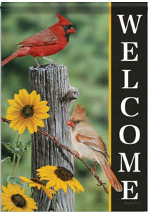 Fence Post Cardinals Garden Flag