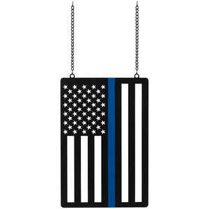 Thin Blue Line Metal Garden Flag