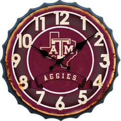 Texas A&M Bottle Cap Clock 13"