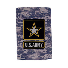 Load image into Gallery viewer, U.S. Army Logo Camo Lustre Garden Flag
